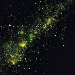 Abstract cosmic network of glowing, green-yellow points and lines