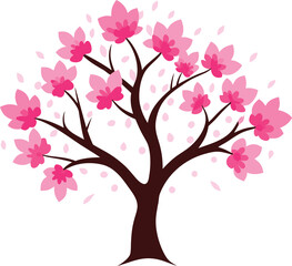 Beautiful pink cherry blossom tree vector illustration scalable art for eps downloads