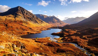 Autumnal Highland lake valley