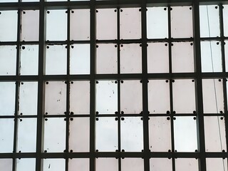 Grid of stained glass panels