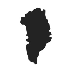 black greenland map icon with abstract coastline