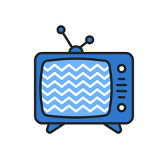 blue cartoon television set with interference icon
