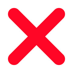 Obraz premium Rounded red cross sign in minimal flat design, simple wrong and cancel icon, bold error mark for notifications, user interface, and alert graphics