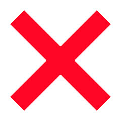 Obraz premium Flat red cancel cross icon, wrong and error mark with bold minimal design, perfect for user interface alerts, buttons, and application symbols