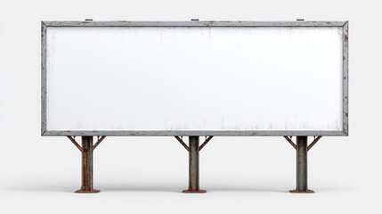 Obraz premium Blank Outdoor Billboard with Rusty Frame on Neutral Gray Background