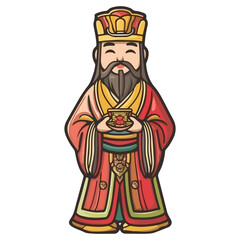 god of wealth, asian costume, new year, festival, celebration, vector, transparent background, icon, culture, asia, decoration, religion, worship, god, faith, religious