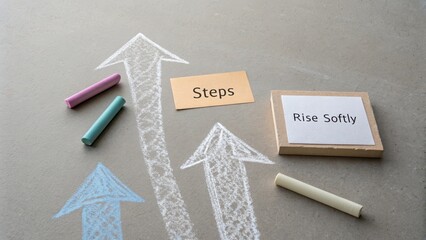 Creative Concept of Growth and Progress with Chalk Arrows and Notes