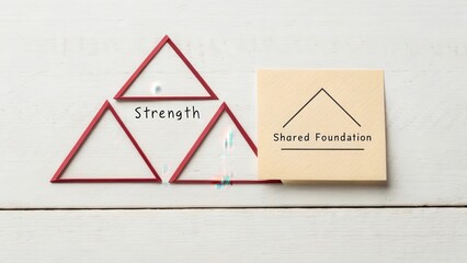 Creative Concept of Strength with Triangles and Sticky Note Design