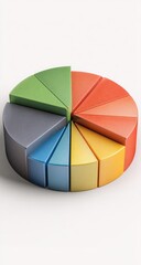 Obraz premium Colorful 3D pie chart with 12 segments