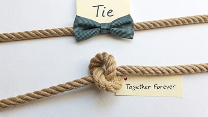 Creative Concept of Tying the Knot with Bow Tie and Ropes