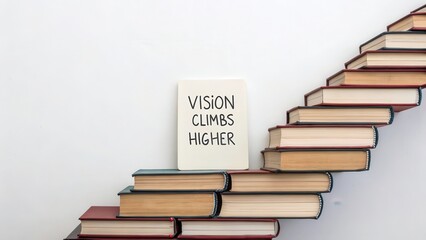 Creative Concept of Vision and Knowledge with Stacked Books
