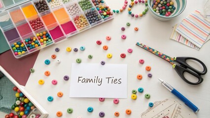 Creative Craft Table with Beads and Tools for Family Ties Project