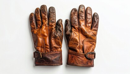 A pair of worn gloves—creased leather, buckled wrists—rests in quiet fatigue. A metaphor for earned resilience and the choreography of tactile memory.
