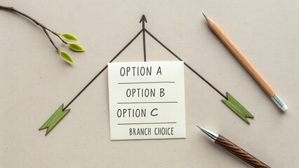 Creative Decision-Making Concept with Sticky Note and Arrows