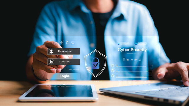 Cyber security concept, Login, User, identification information security and encryption, secure Internet access, cybersecurity, secure access to user's personal information,