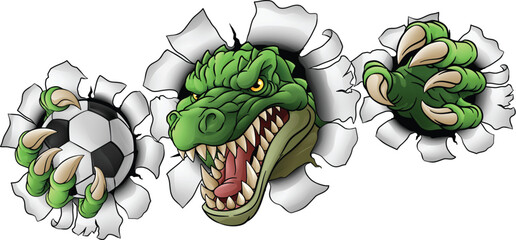 A crocodile, dinosaur or alligator lizard soccer football sports mascot © Christos Georghiou