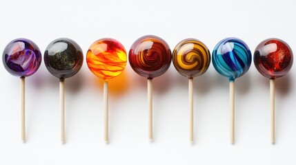 Colorful Swirl Lollipops on a White Background for Sweet Treats