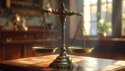 A balance scale—metal arms, candlelit, book nearby—rests in solemn symmetry. A metaphor for weighted truth and the choreography of contemplative justice.