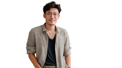 Smart Casual Portrait: A confident and composed man, dressed in smart casual attire, gazes directly into the camera, exuding a sense of self-assuredness.