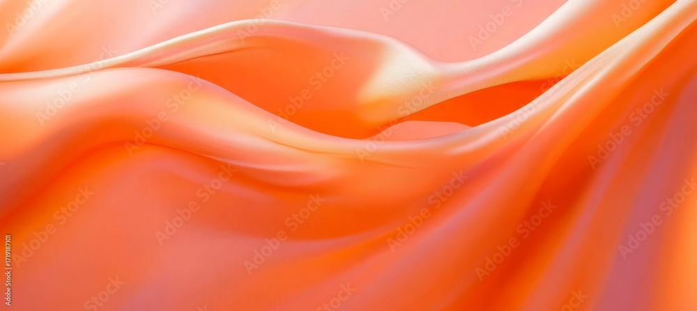 Canvas Prints fluid orange silk waves with luminous highlights and textured surface in a stunning gradient design