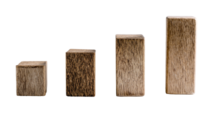 Four wooden blocks of varying sizes, light brown hue