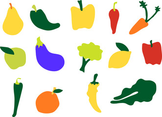 다양한 과일과 채소 일러스트