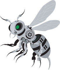 Vector bee robot on a white background.