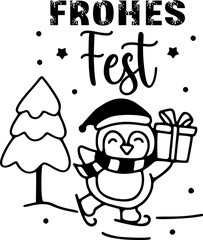 Frohes Fest. Weihnachtstypograpfie deutsch. Weihnachten Vektor Illustration für Karte, Hintergrund, Banner.