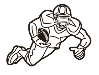 American Football Player Jumping Action Sport Graphic Vector
