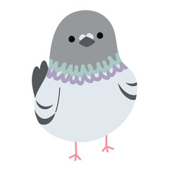 Pigeon Single 27 cute on a White background, vector illustration.