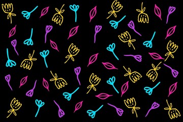 Obraz premium seamless pattern with flowers, leaves background 