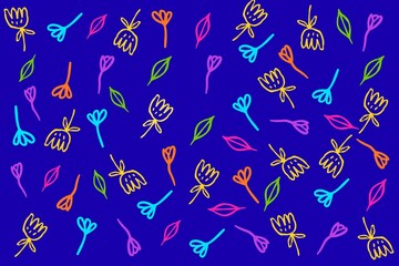 seamless pattern with flowers, leaves background 