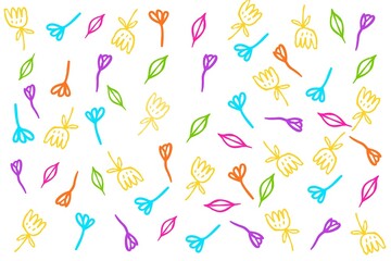 seamless pattern with flowers, leaves background 