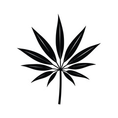 Bamboo Leaf Vector Silhouette Isolated on White Vector Illustration