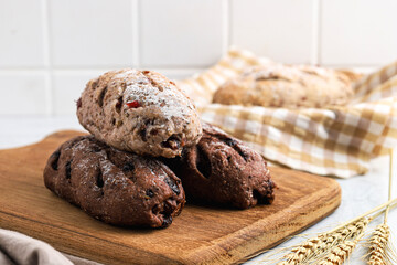 Cranberry and chocolate sourdough. Perfect for recipe, article, catalogue, or any commercial purposes.