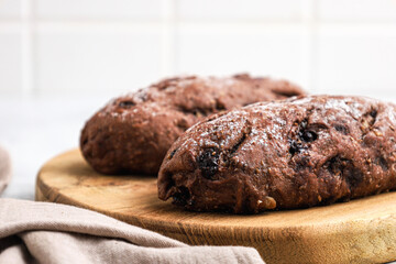 Chocolate sourdough with chocolate filling. 