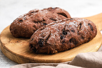 Chocolate sourdough with chocolate filling. 