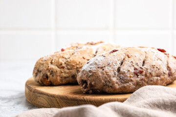 Cranberry and chocolate sourdough. Perfect for recipe, article, catalogue, or any commercial purposes.