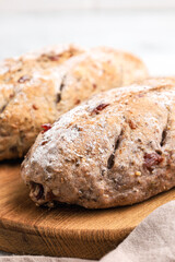 Cranberry and chocolate sourdough. Perfect for recipe, article, catalogue, or any commercial purposes.