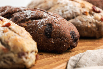 Cranberry and chocolate sourdough. Perfect for recipe, article, catalogue, or any commercial purposes.