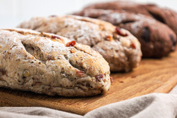 Cranberry and chocolate sourdough. Perfect for recipe, article, catalogue, or any commercial purposes.