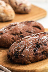 Chocolate sourdough with chocolate filling. 