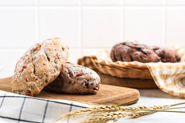 Cranberry and chocolate sourdough. Perfect for recipe, article, catalogue, or any commercial purposes.