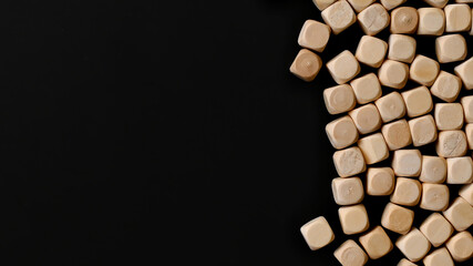 abstract background with group of wooden cubes with copy space