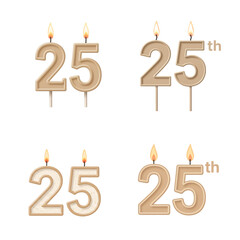Celebrate special moments with festive 25th birthday candles, perfect for anniversaries and milestone achievements