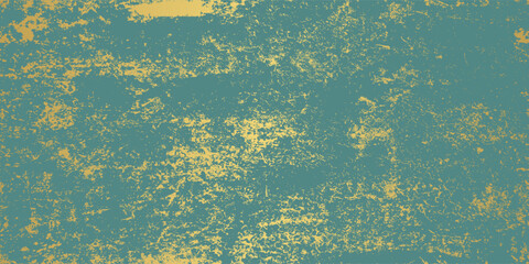 Turquoise and gold luxury patina seamless bg. Vintage elegant texture. Rusty wall. Old metal background. Vector illustration.