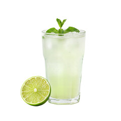 mojito cocktail with mint cut out background