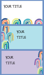 A versatile set of vector postcards. Abstract designs with vibrant brushstrokes on a neutral background create the perfect backdrop for your text. Ideal for invitations and greeting cards.