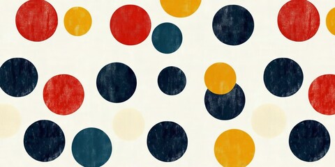 Abstract Geometric Art Featuring Circles in Vibrant Red, Blue, and Yellow with a Textured Aesthetic