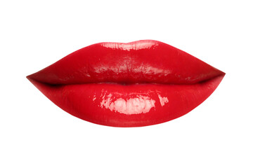 Female lips with red lipstick isolated on white